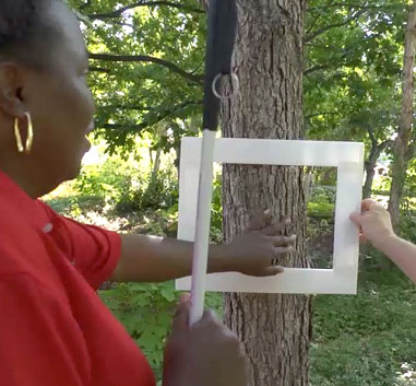 A student experiencing what is on and off the picture plane.